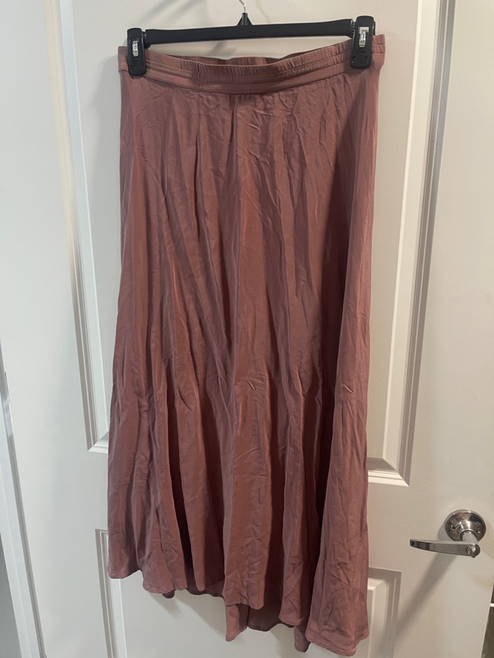 Women's Dusty Mauve Maxi Skirt with Elastic Waist Have One Spot Silk